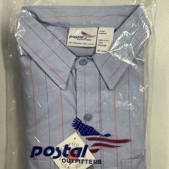 Vintage 90s Mens USPS Button Front Long Sleeve Shirt - Picture 8 of 11